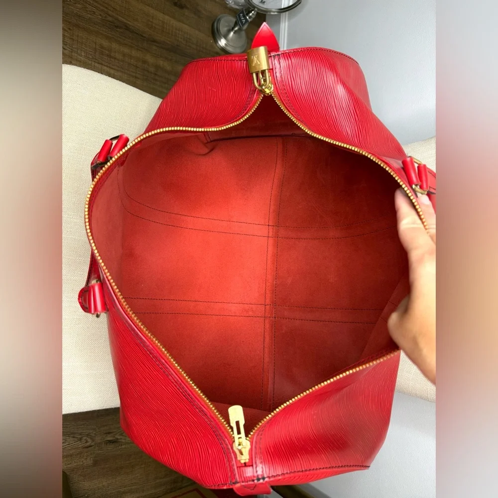 Authentic Louis Vuitton unisex Keepall 50 travel bag red Epi leather - Picture 14 of 16